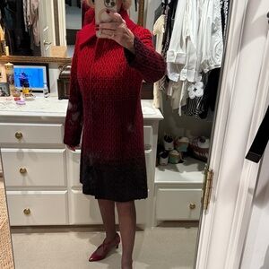 W by Worth Red and Black Long Sleeve Coat